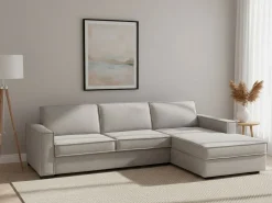 Best Talamo Italia Sofá fixo Dkiyin, Sofá de canto, 100% Fabricado na Itália, Sofá da sala com península de contêiner direita, com braços padrão, 280x95h90 cm, Cinza Cinzento