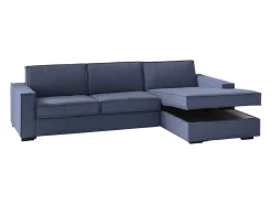 Sofá*Talamo Italia Sofá fixo Dkiyin, Sofá de canto, 100% Fabricado na Itália, Sofá da sala com península de contêiner direita, com braços padrão, 280x95h90 cm, Azul