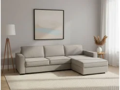 Talamo Italia Sofá fixo Dkiyin, Sofá de canto, 100% Fabricado na Itália, Sofá da sala com, Península de contêiner direita, com braços padrão, Cm 280x95h90, Taupe^ Sofá