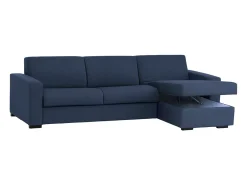 Sofá|Talamo Italia Sofá fixo Dland, Sofá de canto, 100% Made in Italy, Sofá de ala, com penínula de arrumação reverível, em tecido acolchoado, com braço tandard, 280x95h90 cm, Azul