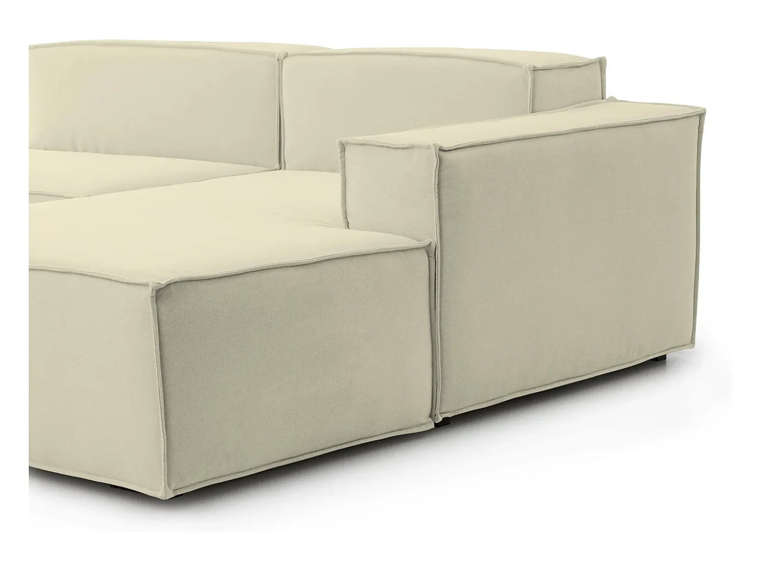 Sofá*Talamo Italia Sofá fixo Dlorenz, sofá modular de 2 lugares com península direita, 100% Fabricado na Itália, Sofá de tecido moderno, 220x170h70 cm, Bege