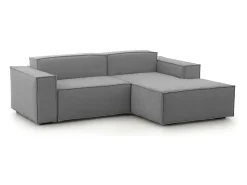 Clearance Talamo Italia Sofá fixo Dlorenz, sofá modular de 2 lugares com península direita, 100% Fabricado na Itália, Sofá de tecido moderno, 220x170h70 cm, Cinza Cinzento