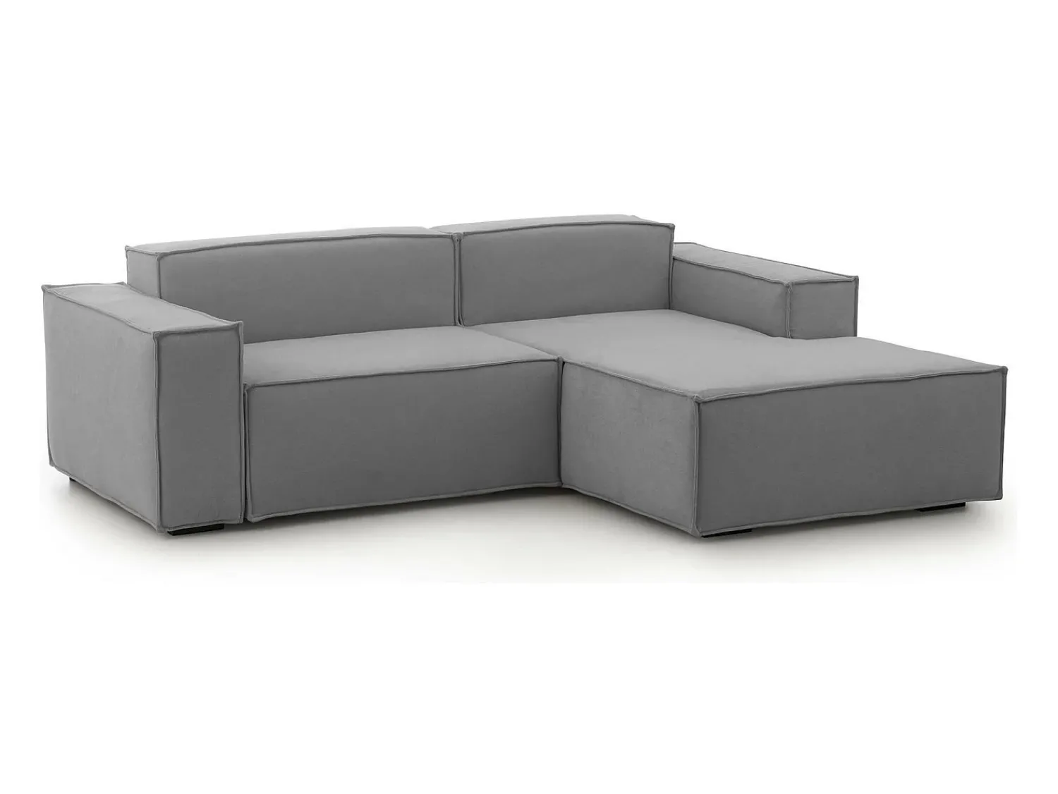 Clearance Talamo Italia Sofá fixo Dlorenz, sofá modular de 2 lugares com península direita, 100% Fabricado na Itália, Sofá de tecido moderno, 220x170h70 cm, Cinza Cinzento