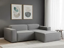 Clearance Talamo Italia Sofá fixo Dlorenz, sofá modular de 2 lugares com península direita, 100% Fabricado na Itália, Sofá de tecido moderno, 220x170h70 cm, Cinza Cinzento