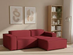 Sofá*Talamo Italia Sofá fixo Dlorenz, sofá modular de 2 lugares com península direita, 100% Fabricado na Itália, Sofá de tecido moderno, 220x170h70 cm, Vermelho
