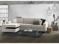 Sofá*Talamo Italia Sofá fixo Dlovis, Sofá de canto, 100% Fabricado na Itália, Sofá da sala com, Península esquerda, com braços finos, Cm 260x95h90, Taupe Cinzento