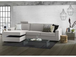 Sofá*Talamo Italia Sofá fixo Dlovis, Sofá de canto, 100% Fabricado na Itália, Sofá da sala com, Península esquerda, com braços finos, 260x95h90 cm, Cinza Cinzento