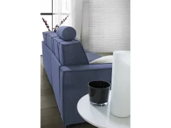 Sofá|Talamo Italia Sofá fixo Dlovis, Sofá de canto, 100% Fabricado na Itália, Sofá da sala com península esquerda, com braços finos, 260x95h90 cm, Azul