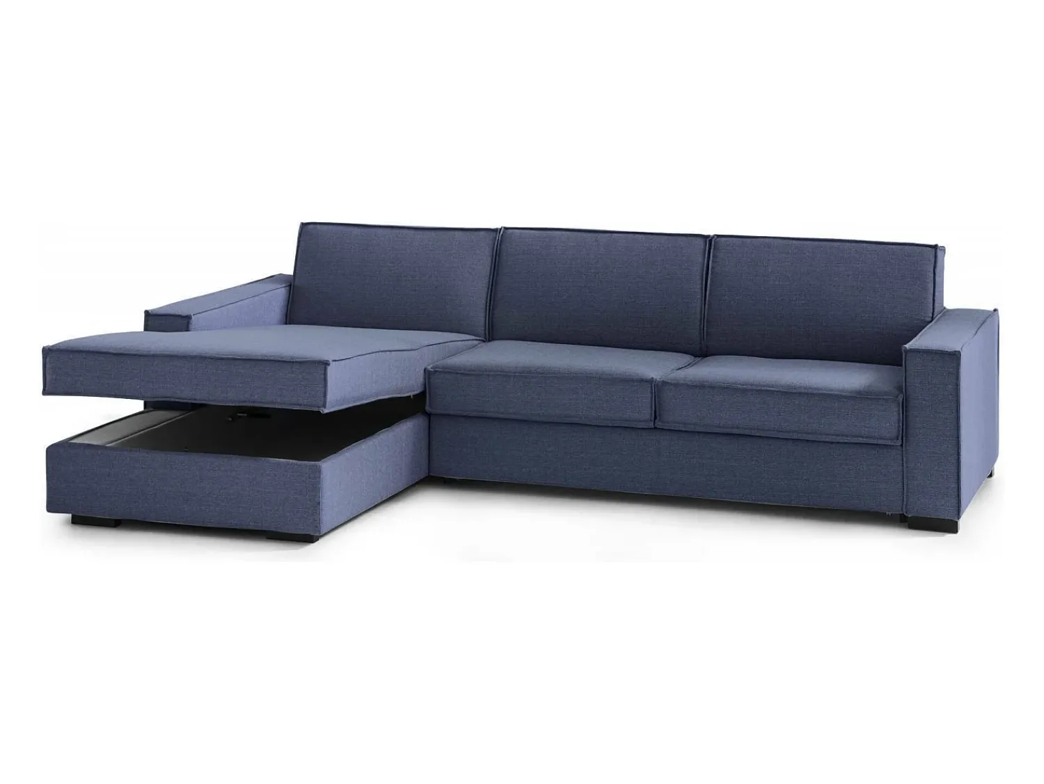 Sofá|Talamo Italia Sofá fixo Dlovis, Sofá de canto, 100% Fabricado na Itália, Sofá da sala com península esquerda, com braços finos, 260x95h90 cm, Azul