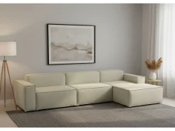 Sofá|Talamo Italia Sofá fixo Dmaiol, sofá modular de 4 lugares com península direita, 100% Fabricado na Itália, Sofá de tecido moderno, 340x170h70 cm, Bege