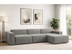 Discount Talamo Italia Sofá fixo Dmaiol, sofá modular de 4 lugares com península direita, 100% Fabricado na Itália, Sofá de tecido moderno, 340x170h70 cm, Cinza Cinzento