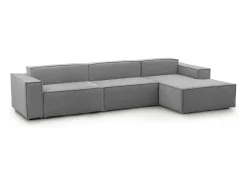 Discount Talamo Italia Sofá fixo Dmaiol, sofá modular de 4 lugares com península direita, 100% Fabricado na Itália, Sofá de tecido moderno, 340x170h70 cm, Cinza Cinzento