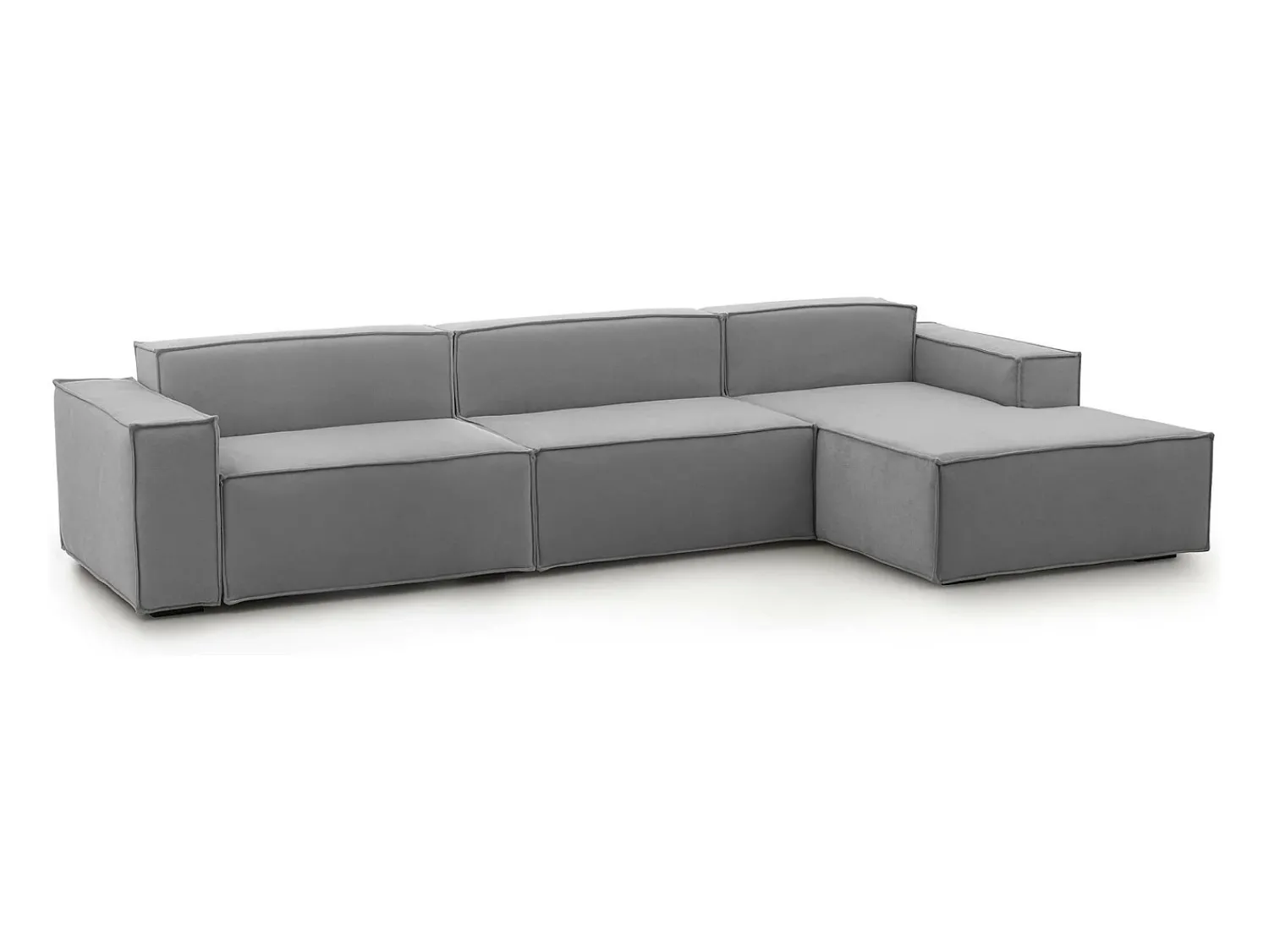 Discount Talamo Italia Sofá fixo Dmaiol, sofá modular de 4 lugares com península direita, 100% Fabricado na Itália, Sofá de tecido moderno, 340x170h70 cm, Cinza Cinzento