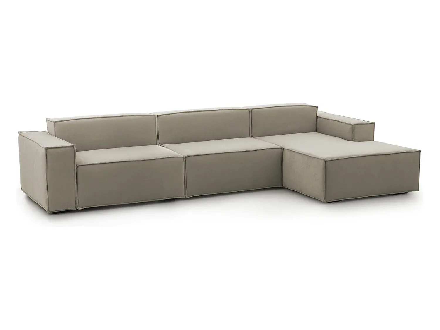Sofá|Talamo Italia Sofá fixo Dmaiol, sofá modular de 4 lugares com península direita, 100% Fabricado na Itália, Sofá de tecido moderno, 340x170h70 cm, Taupe Cinzento