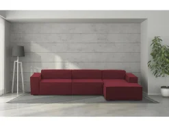 Sofá|Talamo Italia Sofá fixo Dmaiol, sofá modular de 4 lugares com península direita, 100% Fabricado na Itália, Sofá de tecido moderno, 340x170h70 cm, Vermelho