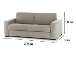 Talamo Italia Sofá fixo Dmarchi, Sofá grande de 2 lugares, 100% Fabricado na Itália, Sofá da sala em tecido acolchoado, com braços padrão, 200x95h90 cm, Taupe Cinzento