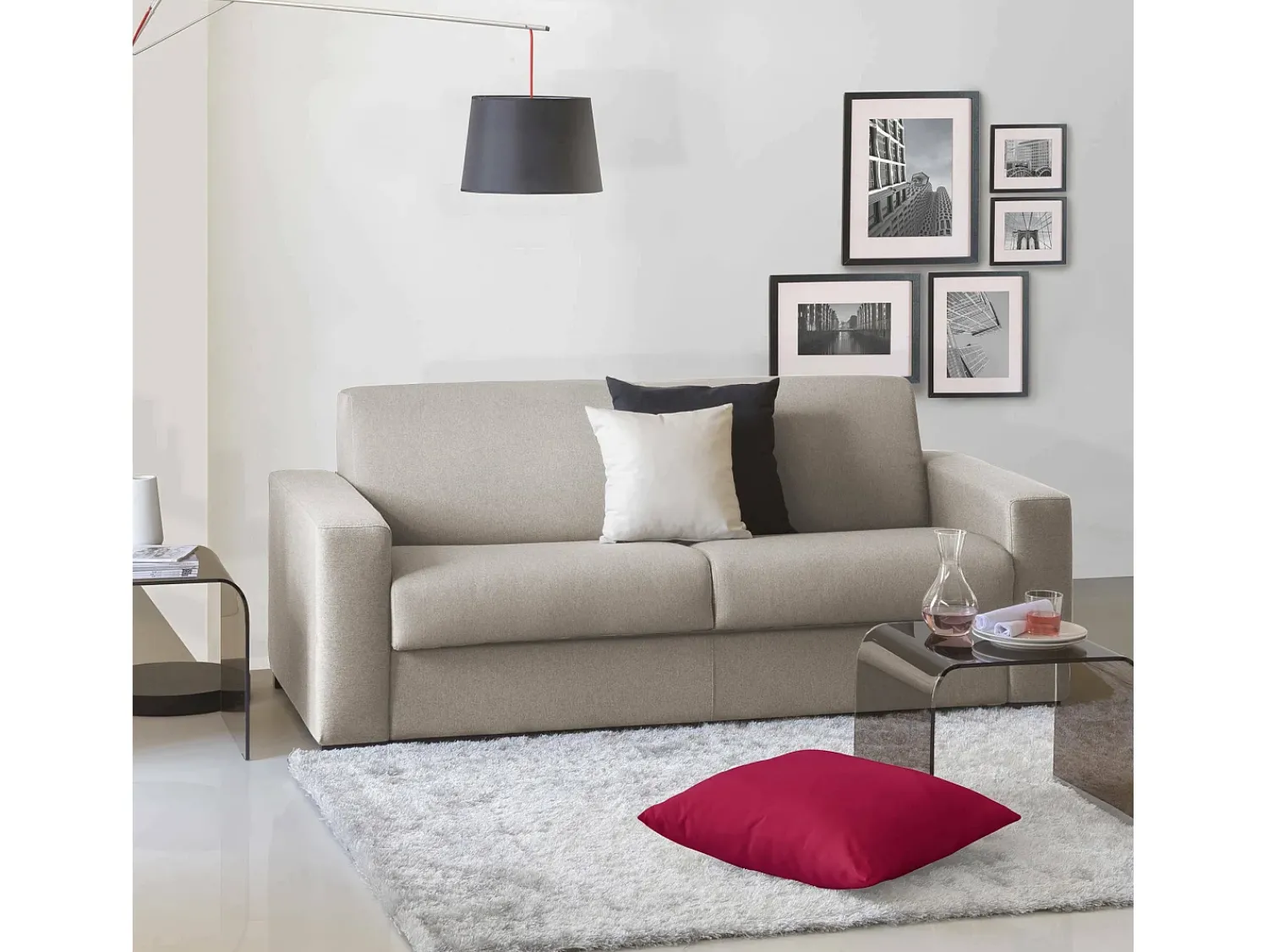 Talamo Italia Sofá fixo Dmarchi, Sofá grande de 2 lugares, 100% Fabricado na Itália, Sofá da sala em tecido acolchoado, com braços padrão, 200x95h90 cm, Taupe Cinzento