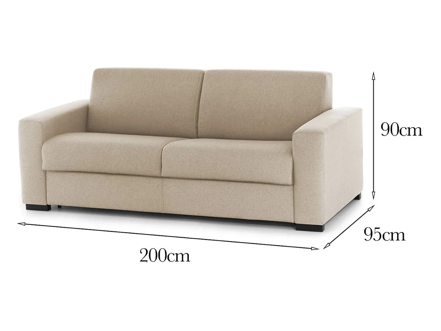 Sofá|Talamo Italia Sofá fixo Dmarchi, Sofá grande de 2 lugares, 100% Fabricado na Itália, Sofá da sala em tecido acolchoado, com braços padrão, 200x95h90 cm, Bege