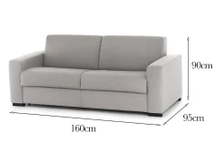 Talamo Italia Sofá fixo Dmazzon, sofá de 2 lugares, 100% Fabricado na Itália, Sofá da sala, em tecido acolchoado, com braços finos, 160x95h90 cm, Cinza^ Sofá