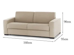 Talamo Italia Sofá fixo Dmazzon, sofá de 2 lugares, 100% Fabricado na Itália, Sofá da sala, em tecido acolchoado, com braços finos, 160x95h90 cm,^ Sofá