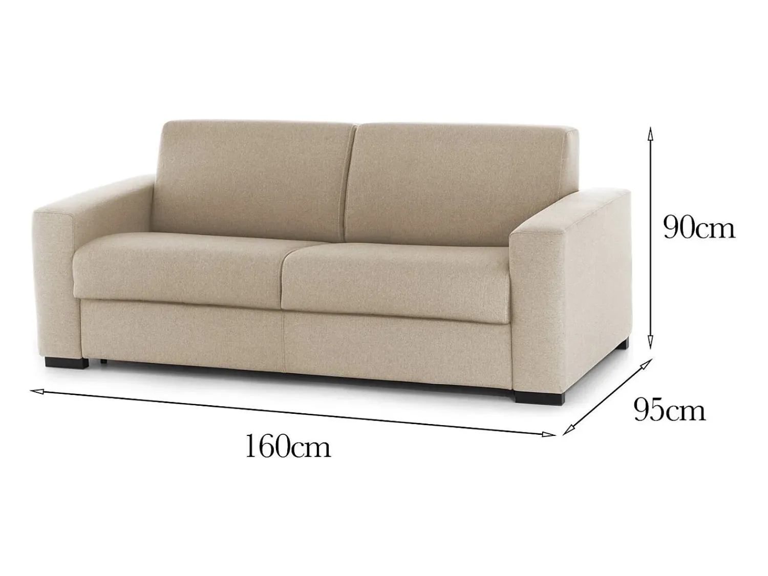 Talamo Italia Sofá fixo Dmazzon, sofá de 2 lugares, 100% Fabricado na Itália, Sofá da sala, em tecido acolchoado, com braços finos, 160x95h90 cm,^ Sofá