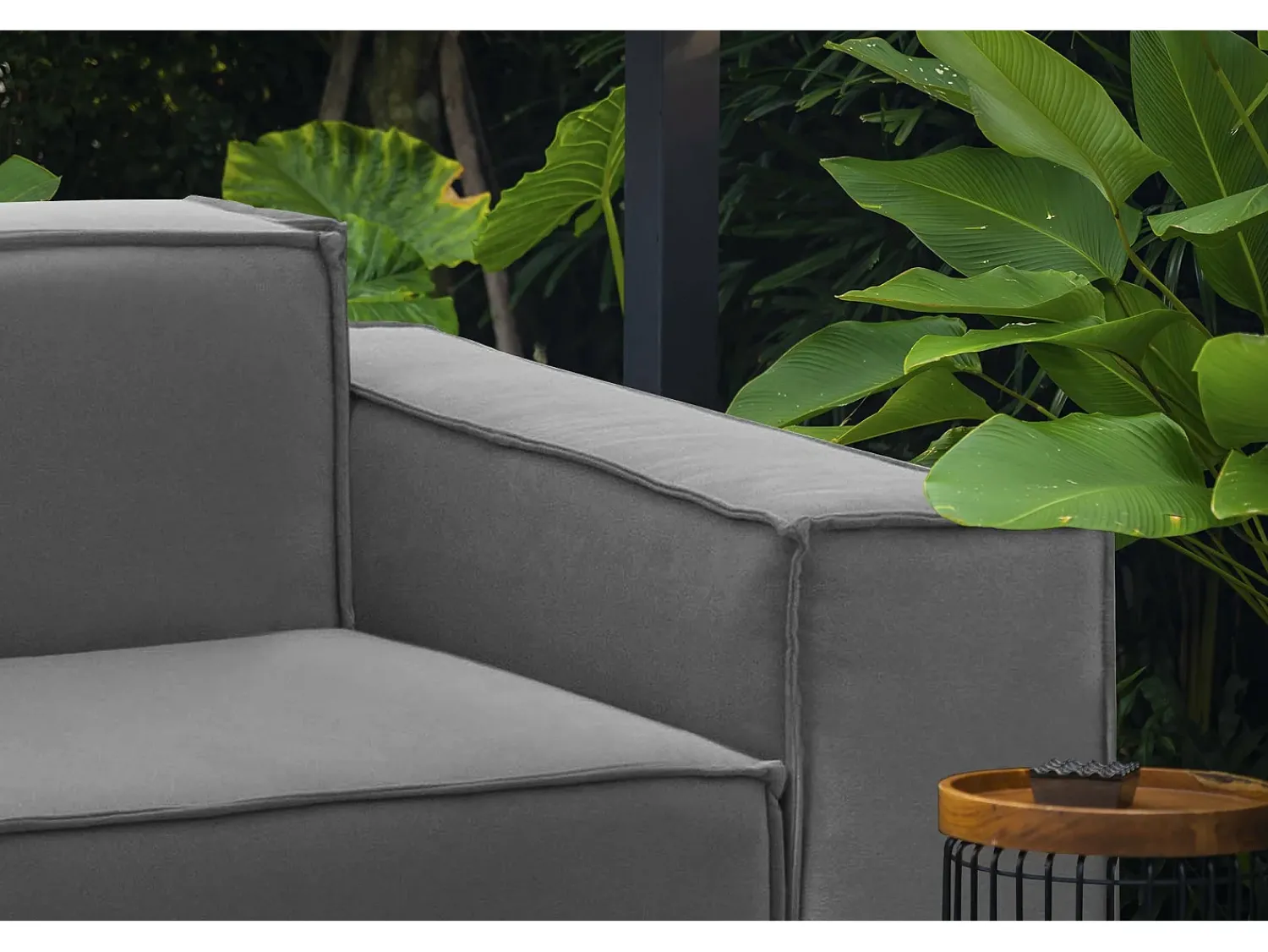 Sofá|Talamo Italia Sofá fixo Dmelucc, sofá modular linear de 3 lugares, 100% Fabricado na Itália, Sofá moderno para sala em tecido, 260x95h70 cm, Cinza Cinzento
