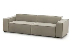 New Talamo Italia Sofá fixo Dmelucc, sofá modular linear de 3 lugares, 100% Fabricado na Itália, Sofá moderno para sala em tecido, 260x95h70 cm, Taupe Cinzento