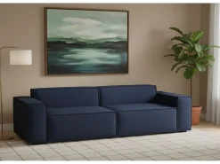 Sofá|Talamo Italia Sofá fixo Dmelucc, sofá modular linear de 3 lugares, 100% Fabricado na Itália, Sofá moderno para sala em tecido, 260x95h70 cm, Azul
