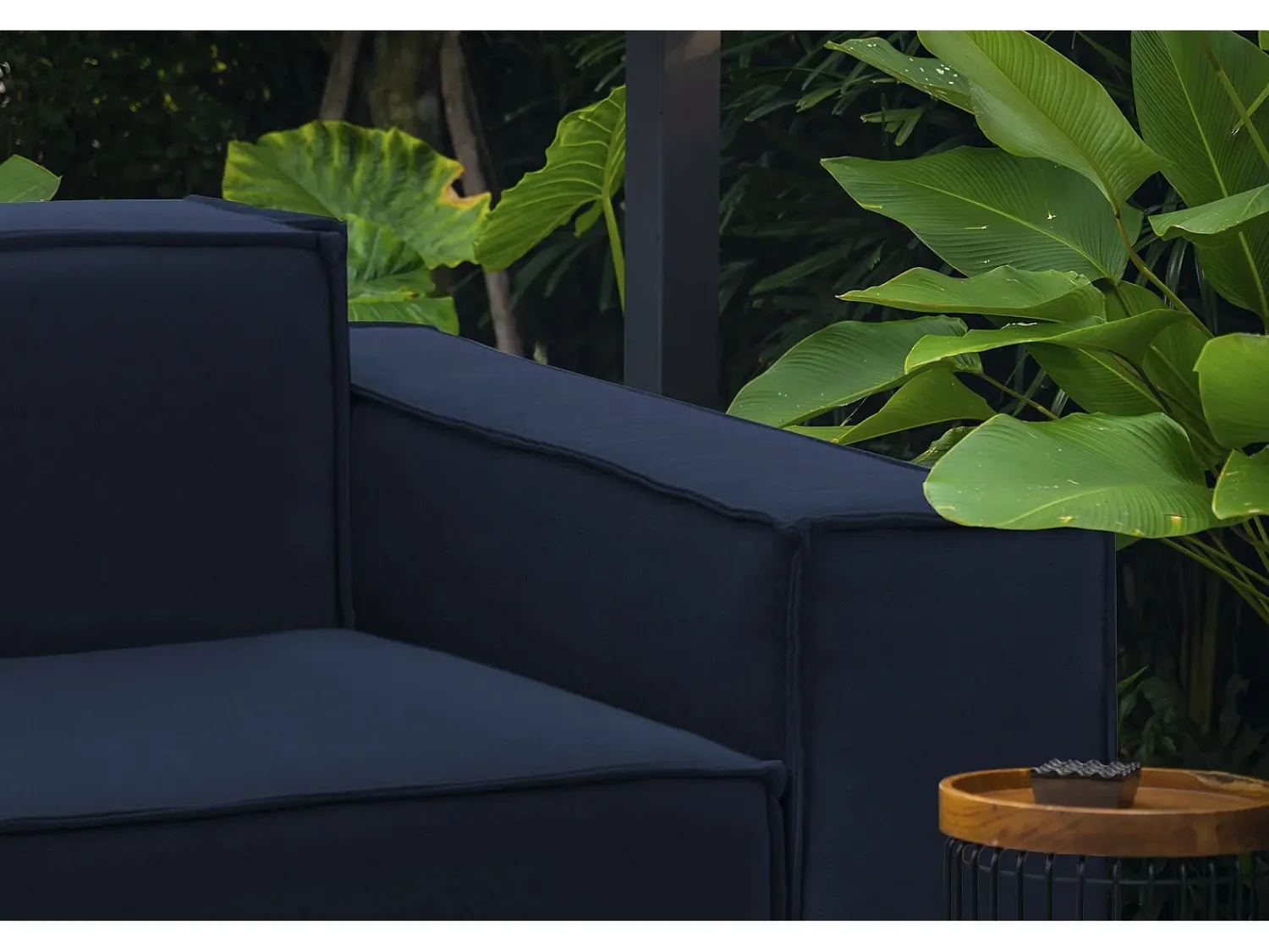 Sofá|Talamo Italia Sofá fixo Dmelucc, sofá modular linear de 3 lugares, 100% Fabricado na Itália, Sofá moderno para sala em tecido, 260x95h70 cm, Azul
