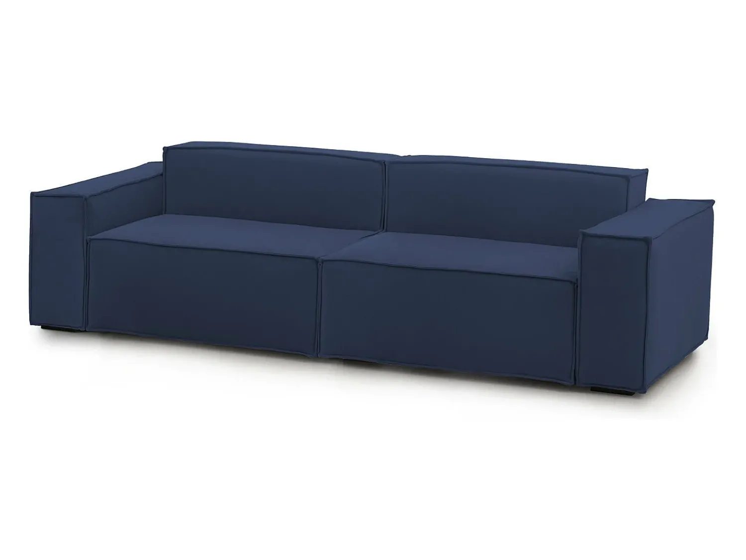 Sofá|Talamo Italia Sofá fixo Dmelucc, sofá modular linear de 3 lugares, 100% Fabricado na Itália, Sofá moderno para sala em tecido, 260x95h70 cm, Azul