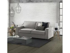 Sofá*Talamo Italia Sofá fixo Dmene, Sofá grande de 2 lugares, 100% Fabricado na Itália, Sofá da sala em tecido, com braços finos, 180x95h90 cm, Cinza Cinzento