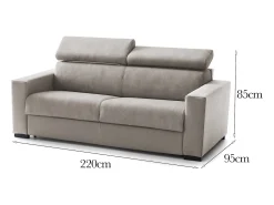 Sofá*Talamo Italia Sofá fixo Dmicel, ofá de 3 lugare, 100% Fabricado na Itália, Sofá da ala, em tecido acolchoado, com apoio de cabeça ajutávei â€<â€<e braço fino, Cm 220x95h85, Taupe Cinzento