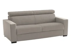 Sofá*Talamo Italia Sofá fixo Dmicel, ofá de 3 lugare, 100% Fabricado na Itália, Sofá da ala, em tecido acolchoado, com apoio de cabeça ajutávei â€<â€<e braço fino, Cm 220x95h85, Taupe Cinzento