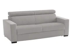 Sofá*Talamo Italia Sofá fixo Dmicel, ofá de 3 lugare, 100% Fabricado na Itália, Sofá da ala, em tecido acolchoado, com apoio de cabeça ajutávei â€<â€<e braço fino, 220x95h85 cm, Cinza Cinzento