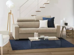 Clearance Talamo Italia Sofá fixo Dmicel, ofá de 3 lugare, 100% Fabricado na Itália, Sofá da ala, em tecido acolchoado, com apoio de cabeça ajutávei â€<â€<e braço fino, 200x95h85 cm, Bege