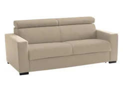 Clearance Talamo Italia Sofá fixo Dmicel, ofá de 3 lugare, 100% Fabricado na Itália, Sofá da ala, em tecido acolchoado, com apoio de cabeça ajutávei â€<â€<e braço fino, 200x95h85 cm, Bege
