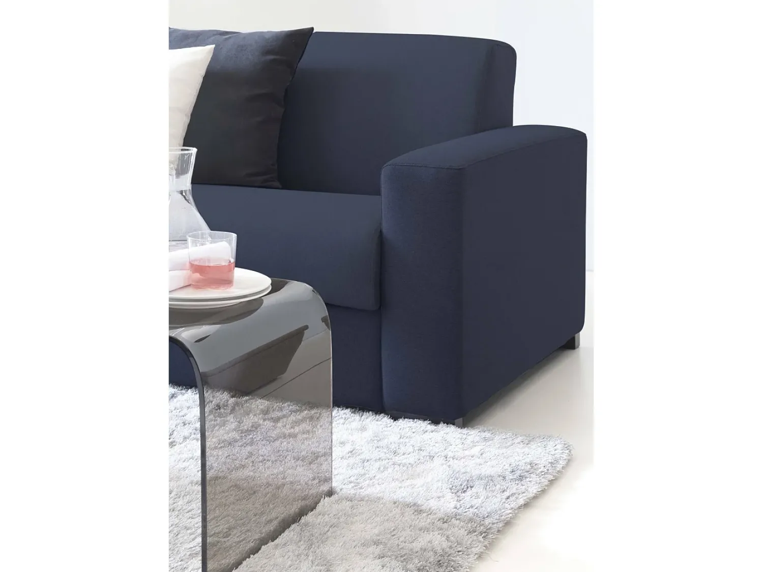 Sofá|Talamo Italia Sofá fixo Dpalett, sofá de 2 lugares, 100% Fabricado na Itália, Sofá da sala em tecido acolchoado, com braços padrão, 180x95h90 cm, Azul