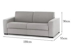 Talamo Italia Sofá fixo Dpalett, sofá de 2 lugares, 100% Fabricado na Itália, Sofá da sala em tecido acolchoado, com braços padrão, 180x95h90 cm, Cinza Cinzento