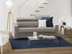 Talamo Italia Sofá fixo Dpanad, ofá de 2 lugare, 100% Fabricado na Itália, Sofá da ala, em tecido acolchoado, com apoio de cabeça ajutávei â€<â€<e braço fino, Cm 180x95h85, Taupe^ Sofá