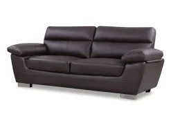 Habitat et jardin Sofá fixo em couro colado e PVC "Dallas" - 210 x 88 x 90 cm - 3 lugares - Chocolate Castanho chocolate