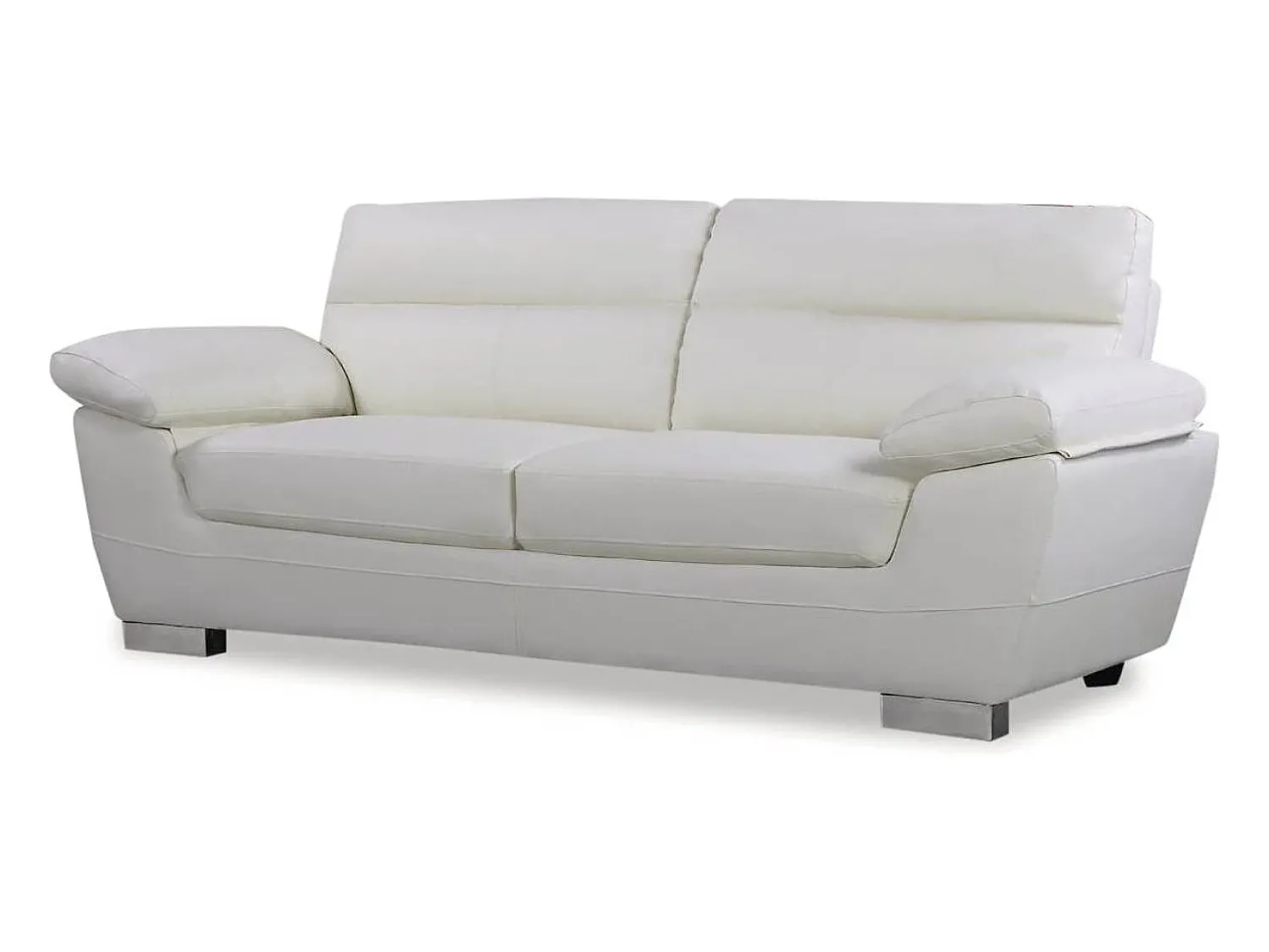 Sofá|Habitat et jardin Sofá fixo em couro colado e PVC "Dallas" - 210 X 88 X 90 cm - 3 lugares - Branco