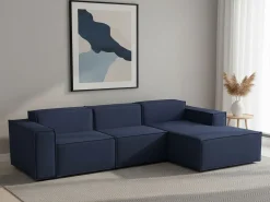 Talamo Italia Sofá fixo Giovanna, sofá modular de 3 lugares com península direita, 100% Made in Italy, Sofá de tecido moderno, 300x170h70 cm,^ Sofá