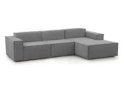Talamo Italia Sofá fixo Giovanna, sofá modular de 3 lugares com península direita, 100% Made in Italy, Sofá de tecido moderno, 300x170h70 cm, Cinza^ Sofá