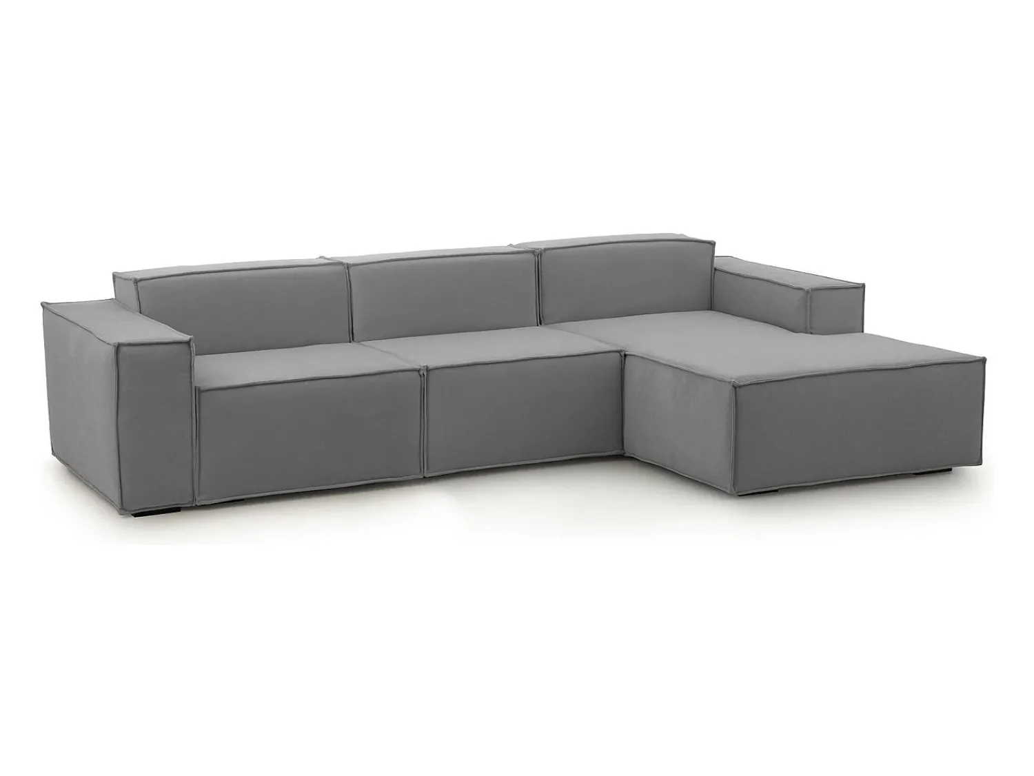 Talamo Italia Sofá fixo Giovanna, sofá modular de 3 lugares com península direita, 100% Made in Italy, Sofá de tecido moderno, 300x170h70 cm, Cinza^ Sofá