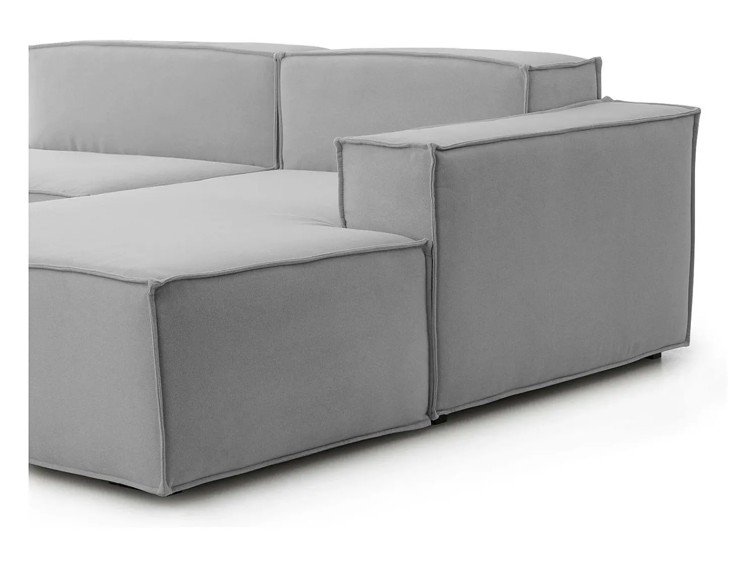 Talamo Italia Sofá fixo Giovanna, sofá modular de 3 lugares com península direita, 100% Made in Italy, Sofá de tecido moderno, 300x170h70 cm, Cinza^ Sofá