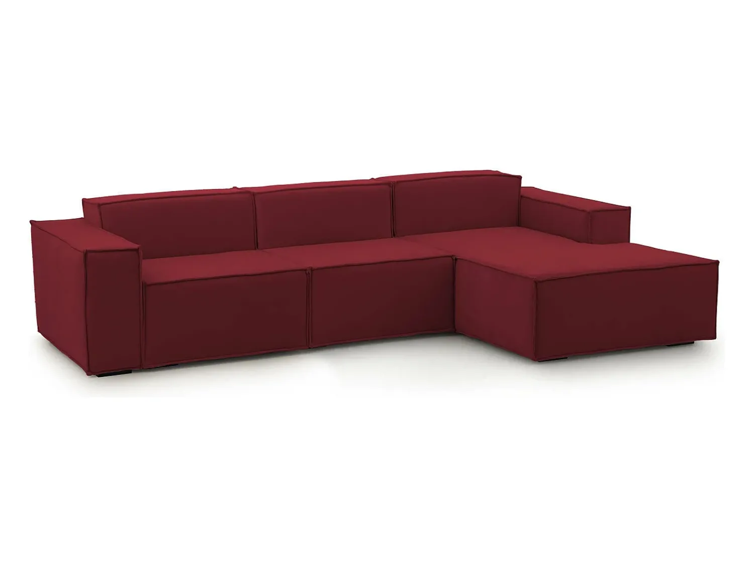 Talamo Italia Sofá fixo Giovanna, sofá modular de 3 lugares com península direita, 100% Made in Italy, Sofá de tecido moderno, 300x170h70 cm,^ Sofá