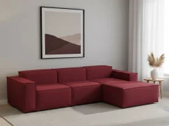 Talamo Italia Sofá fixo Giovanna, sofá modular de 3 lugares com península direita, 100% Made in Italy, Sofá de tecido moderno, 300x170h70 cm,^ Sofá