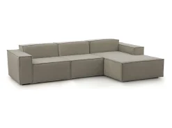 Outlet Talamo Italia Sofá fixo Giovanna, sofá modular de 3 lugares com península direita, 100% Made in Italy, Sofá de tecido moderno, 300x170h70 cm, Taupe Cinzento
