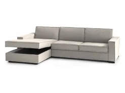 Sofá*Talamo Italia Sofá fixo Grazia, Sofá de canto, 100% Fabricado na Itália, Sofá da sala com, Península contêiner esquerda, com braços padrão, Cm 280x95h90, Taupe Cinzento