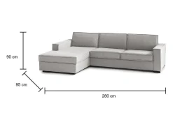 Sale Talamo Italia Sofá fixo Grazia, Sofá de canto, 100% Fabricado na Itália, Sofá da sala com, Península contêiner esquerda, com braços padrão, 280x95h90 cm, Cinza Cinzento